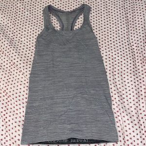 Black and White striped Lululemon swiftly tech tank